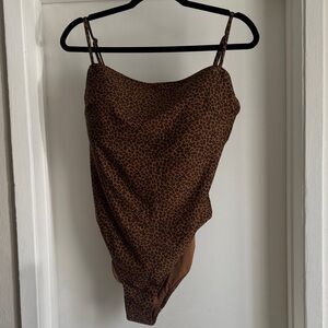 Brown Leopard Print One-Piece Swimsuit